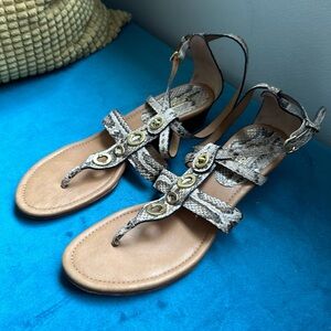 Coach Leather Snake Print Wedge Sandal 9B